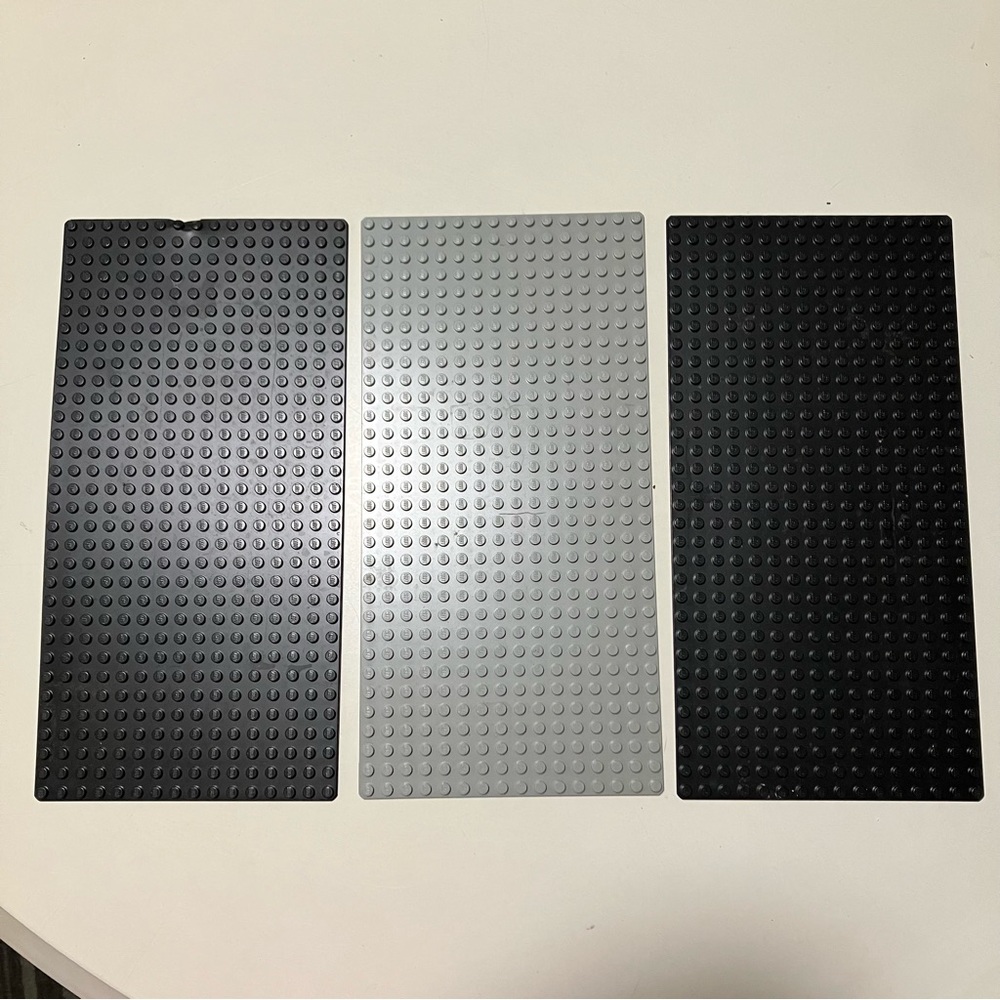 Lego 16x32 Black & Gray Baseplates Lot of 3